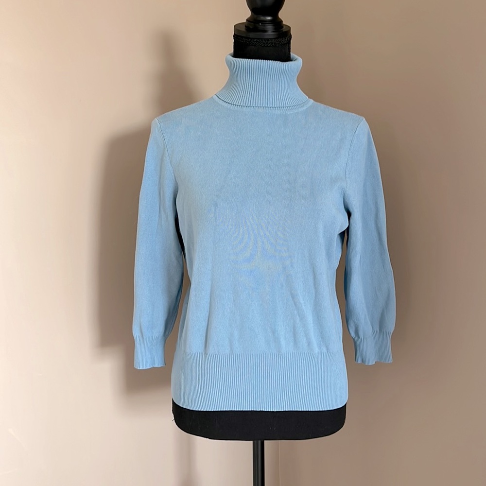 LOFT Women’s Light Blue Turtle Neck 3/4 Sleeve Sweater Size Large